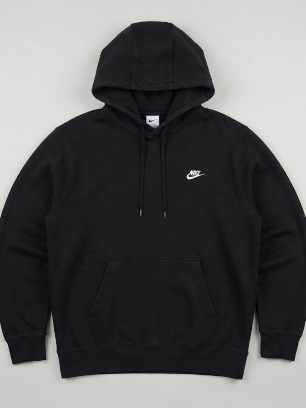 Nike Black Drawstring Hooded Sweatshirt Embroidered Swoosh Logo Unisex Medium